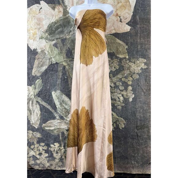 Anthropologie The Fleur Strapless Satin Maxi Slip Dress Sz L - Picture 6 of 11